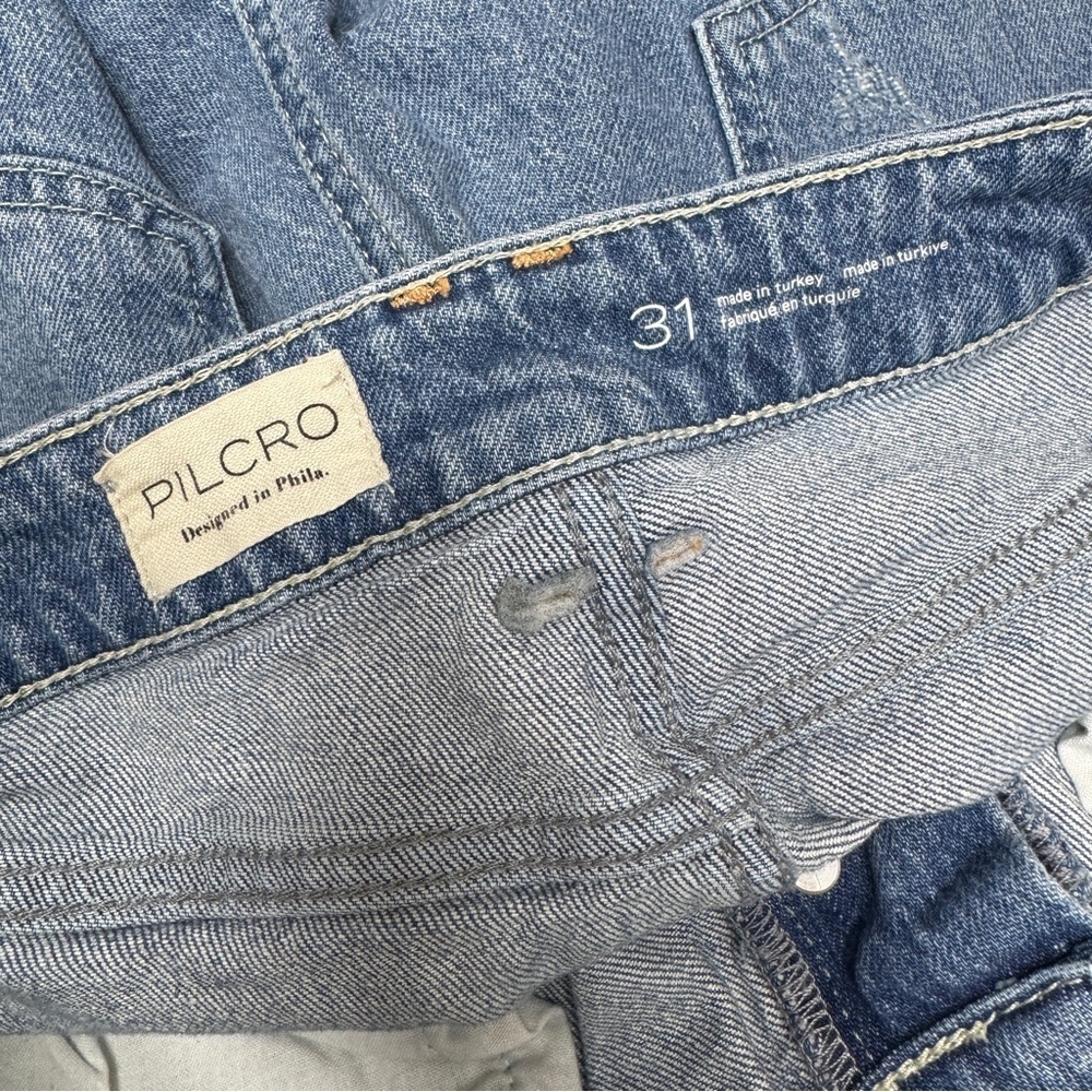 {Pilcro} "Reworked High Rise Taper" 31 Blue Relaxed Straight Stretch Denim Jeans - Picture 4 of 6